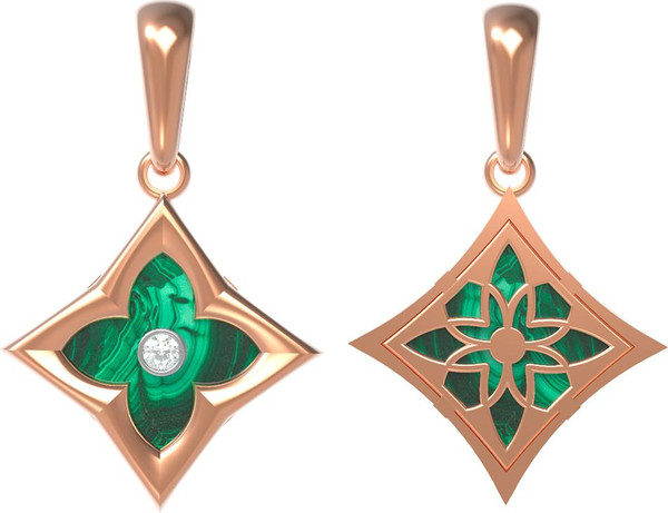 Подвеска из золота c бриллиантами и малахитом