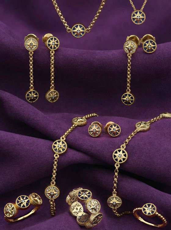 Серьги из лимонного золота c бриллиантами, лазуритом и перламутром