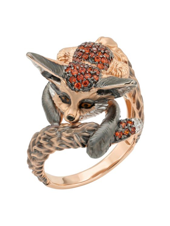 Кольцо из золота c эмалью и фианитом