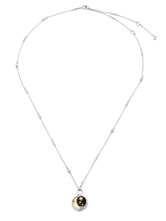 Колье из белого золота c бриллиантами, ониксом и перламутром