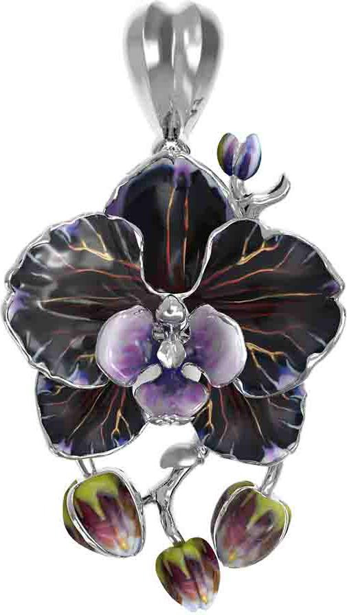 Подвеска из белого золота c эмаль