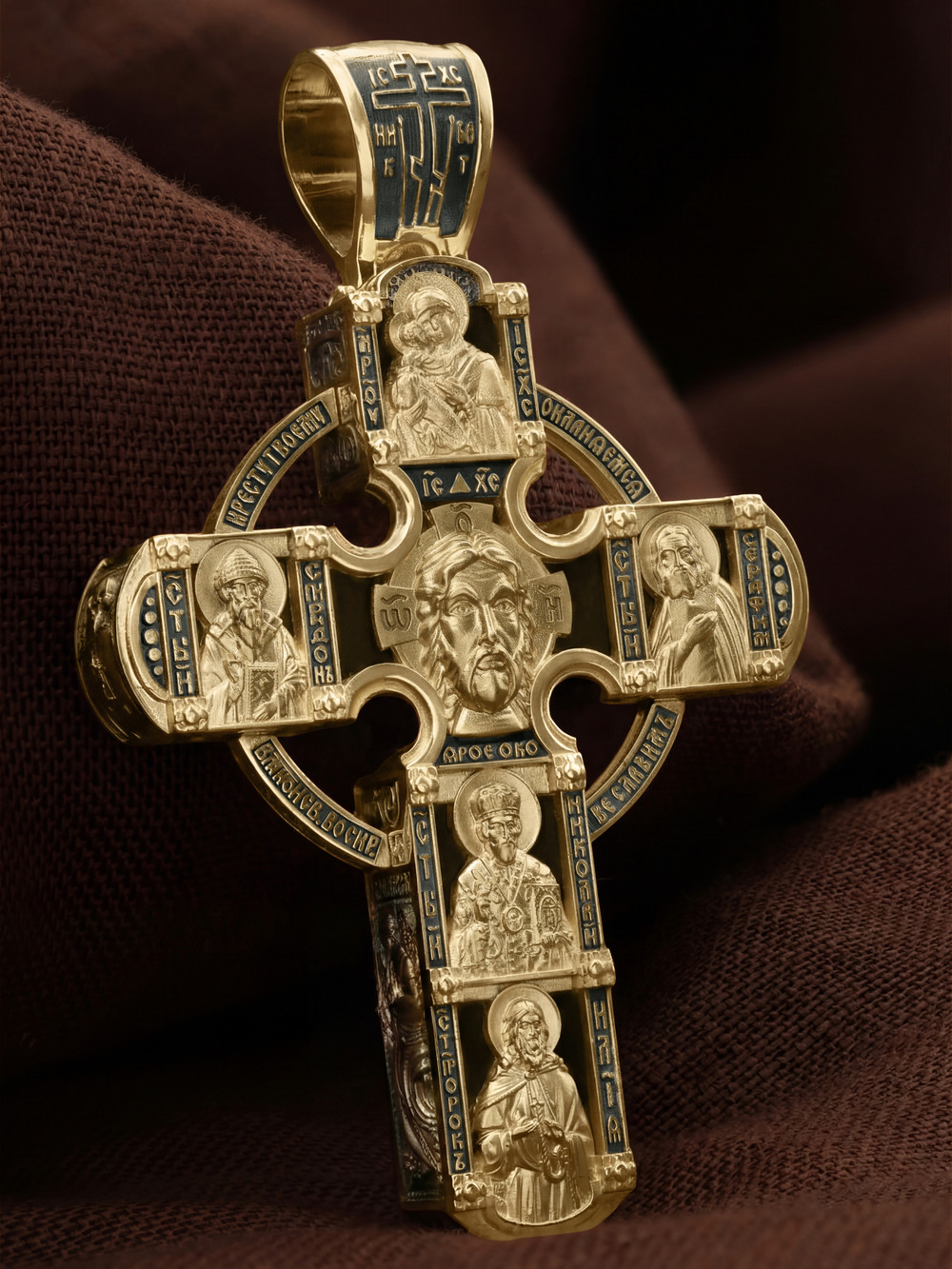 Крест из лимонного золота c эбеновым деревом