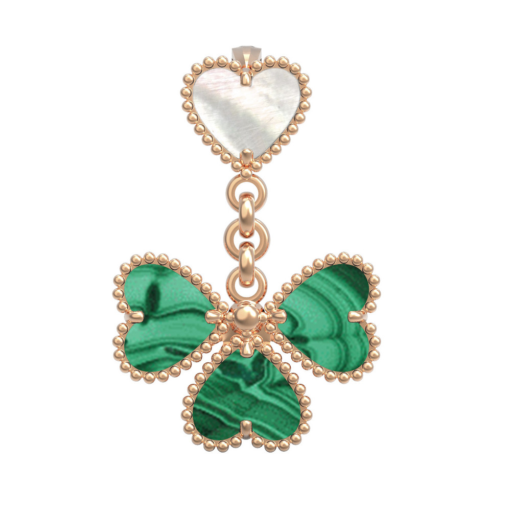 Подвеска из золота c малахитом и перламутром