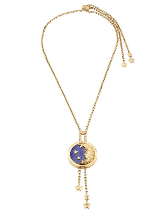 Колье из лимонного золота c бирюзой и лазуритом