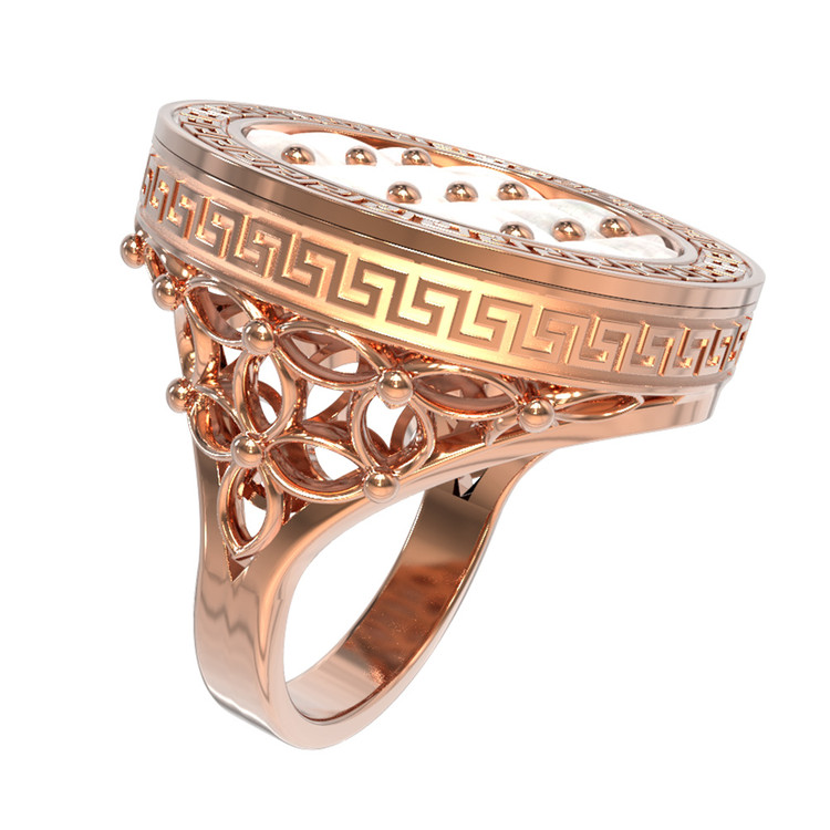 Кольцо из золота c эмаль и перламутром