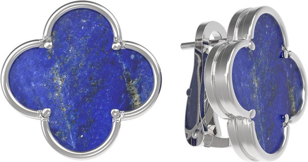 Серьги из белого золота c лазуритом