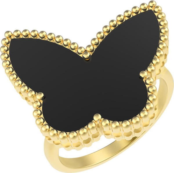 Кольцо из лимонного золота c ониксом