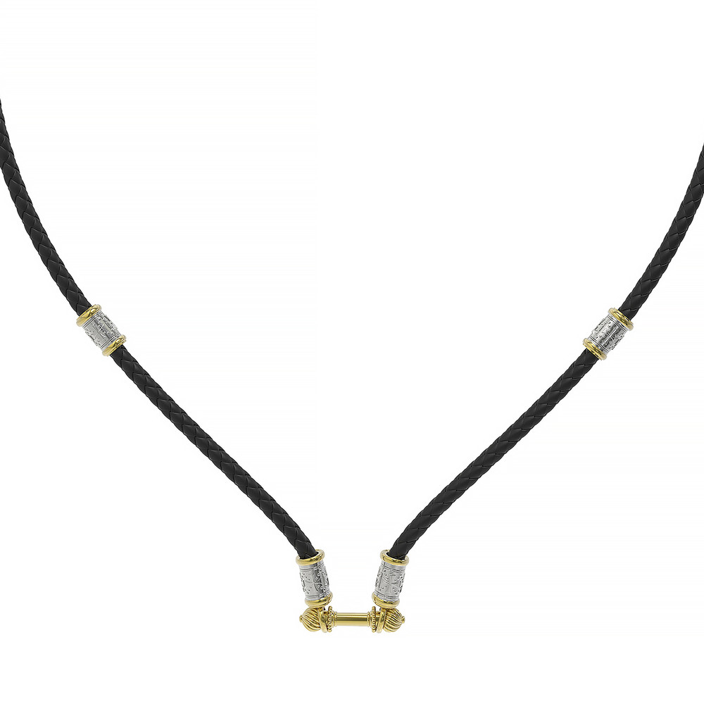 Шнурок кожаный из лимонного золота c кожаным шнурком