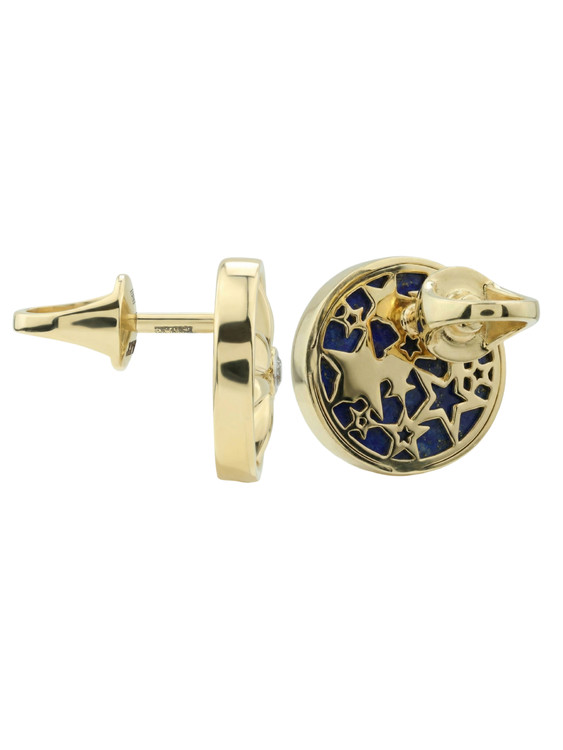 Серьги из лимонного золота c бриллиантами, лазуритом и перламутром