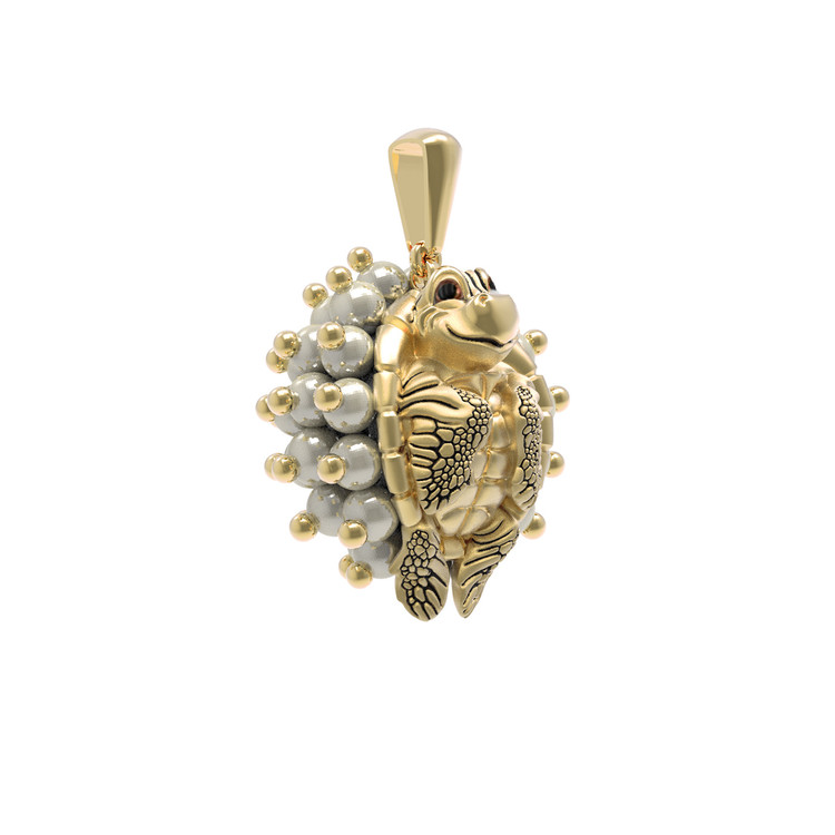 Подвеска из лимонного золота c эмалью и жемчугом