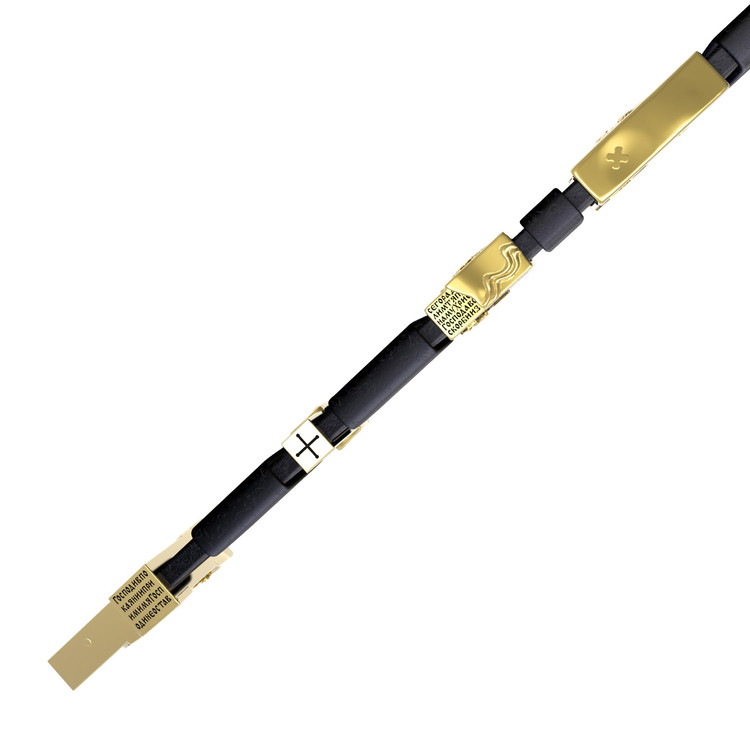 Браслет из лимонного золота c кожаным шнурком