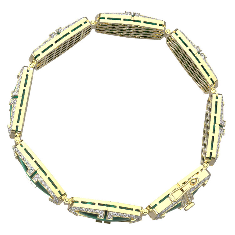 Браслет из лимонного золота c бриллиантами, рубином и малахитом