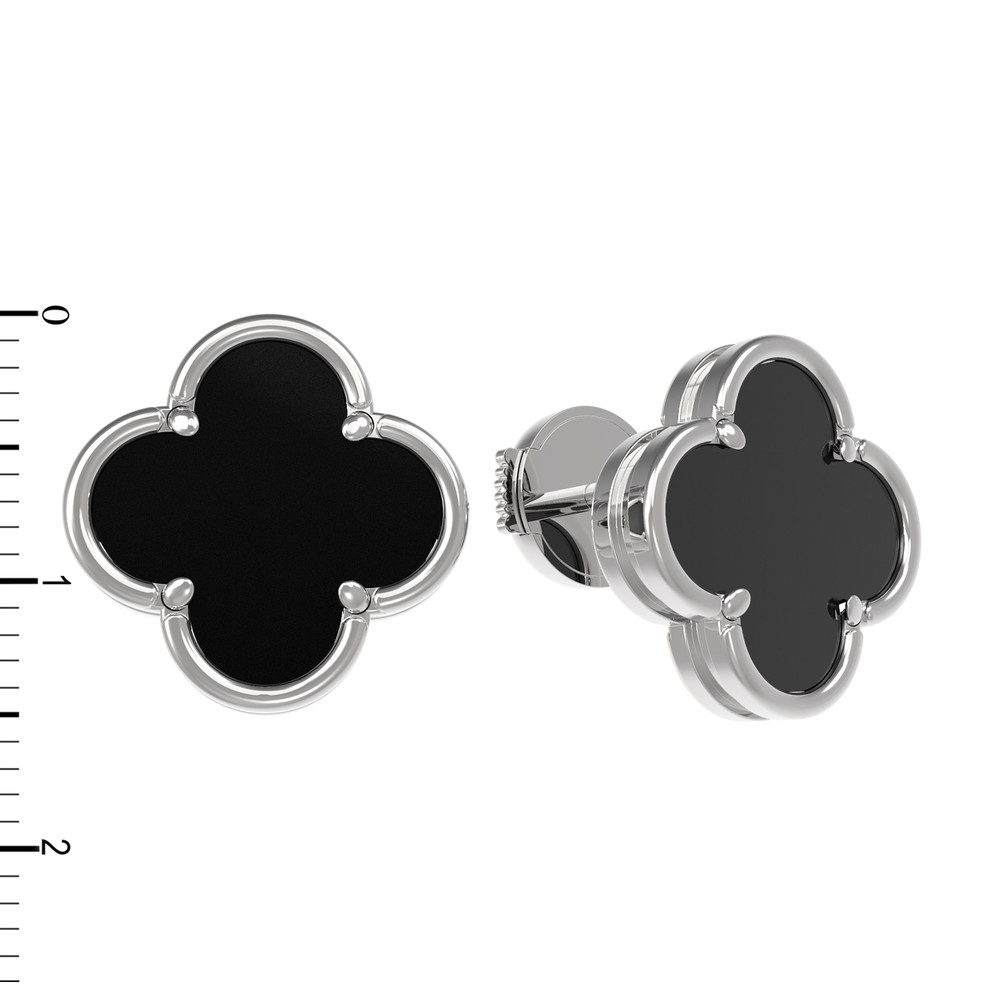 Серьги из белого золота c ониксом