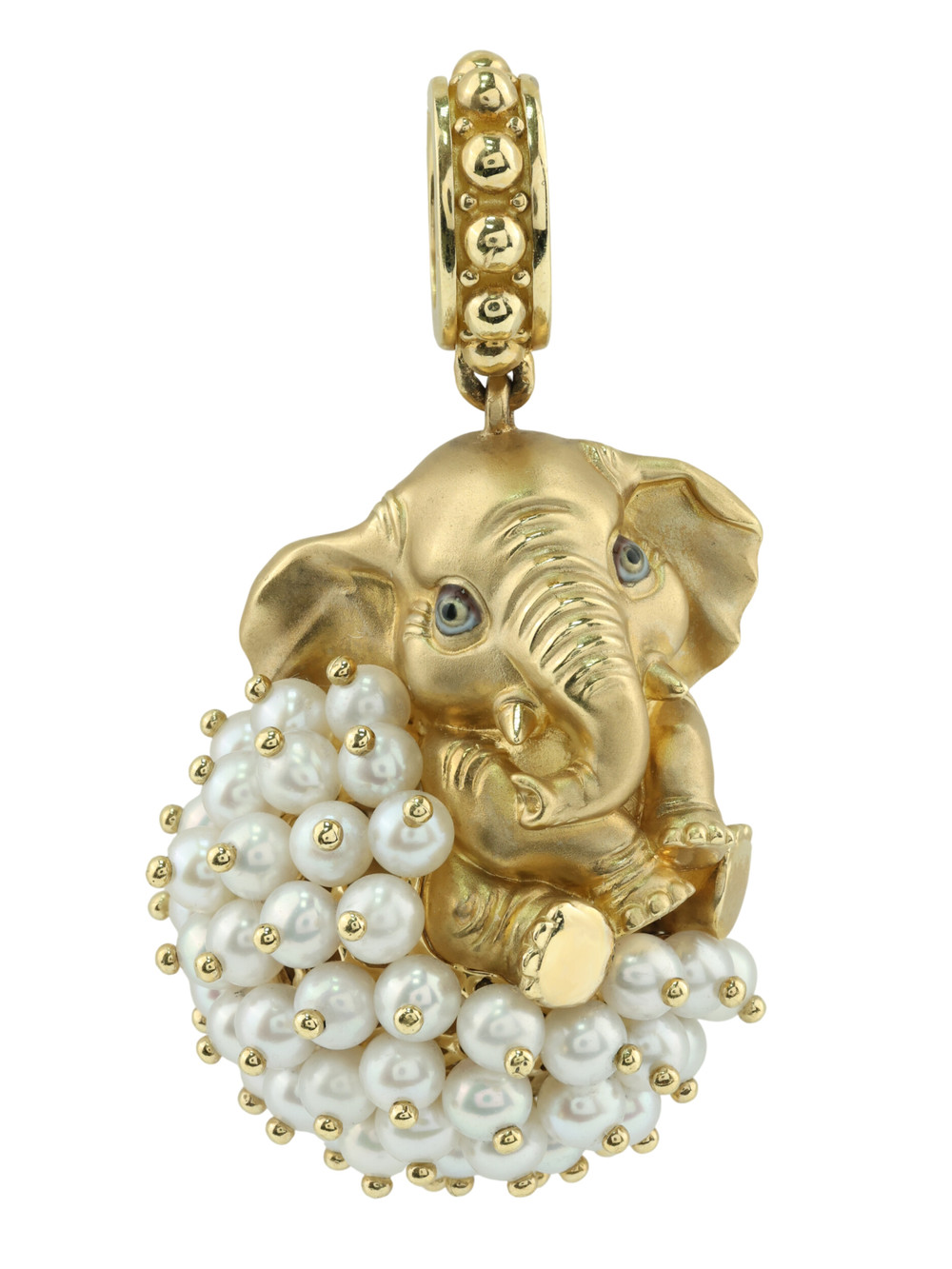 Подвеска из лимонного золота c эмаль и жемчугом