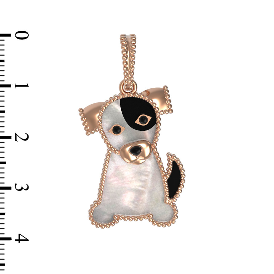 Подвеска из золота c эмалью, ониксом и перламутром