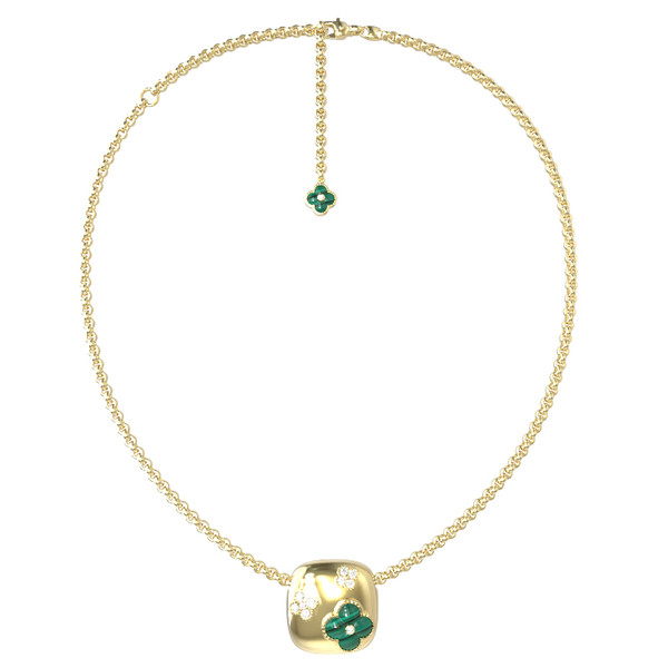 Колье из лимонного золота c бриллиантами и малахитом