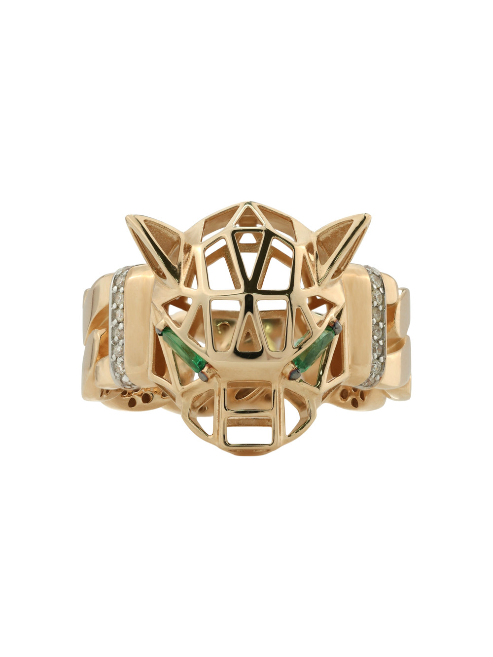 Кольцо из золота c бриллиантами и изумрудом