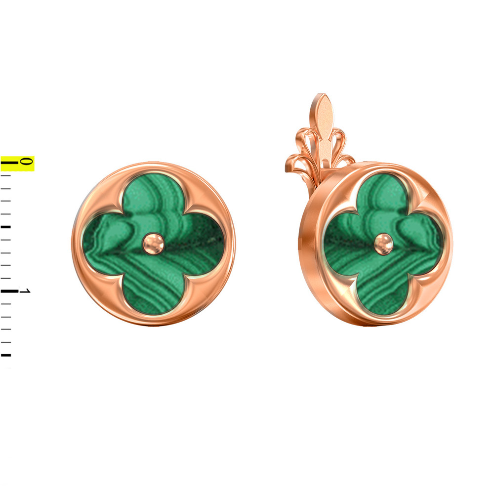 Серьги из золота c малахитом
