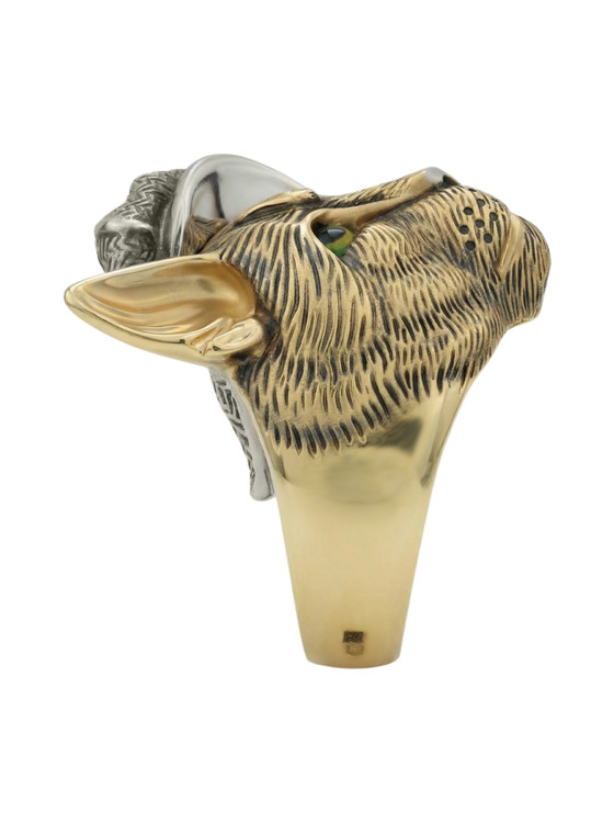 Кольцо из лимонного золота c эмаль