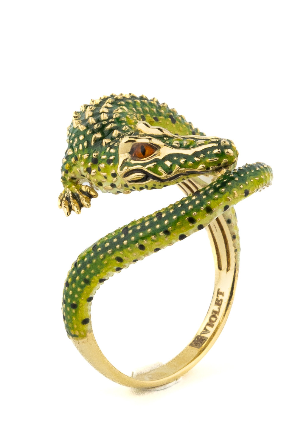 Кольцо из лимонного золота c эмаль