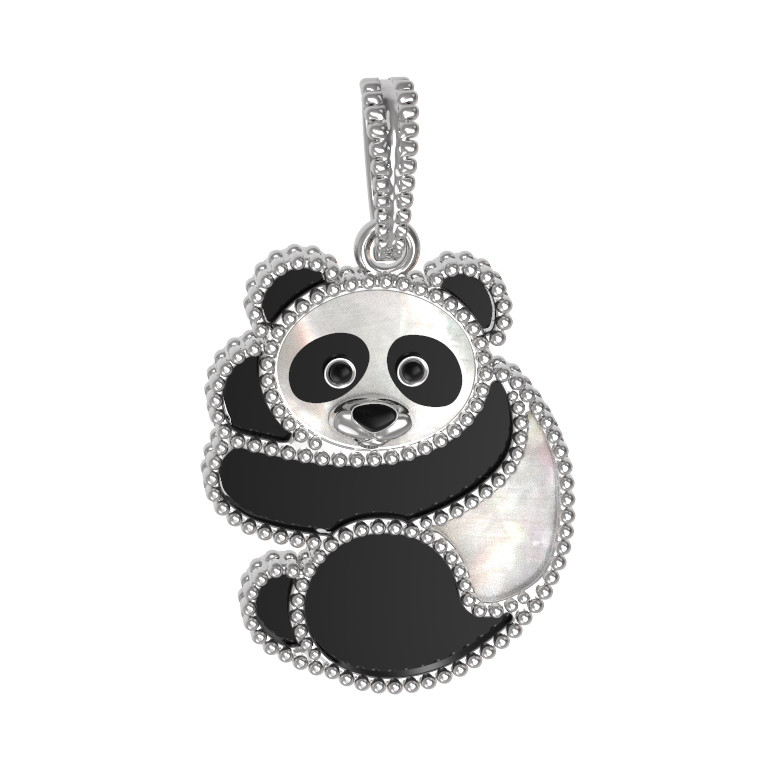 Подвеска из белого золота c эмаль , ониксом и перламутром