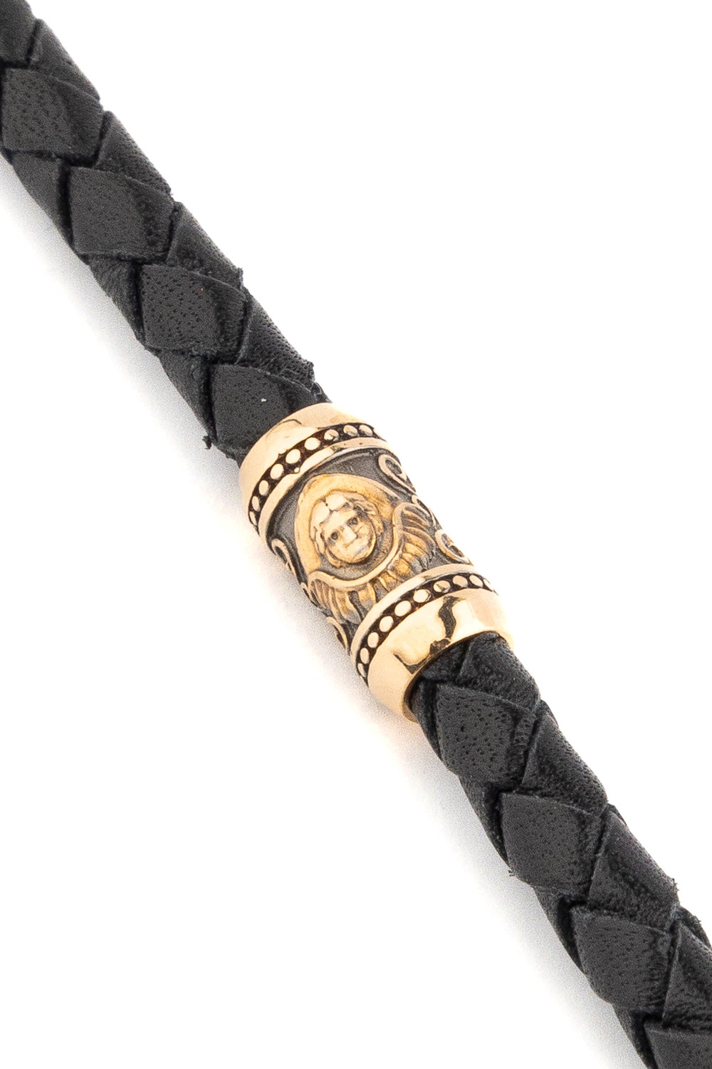 Браслет из золота c кожаным шнурком