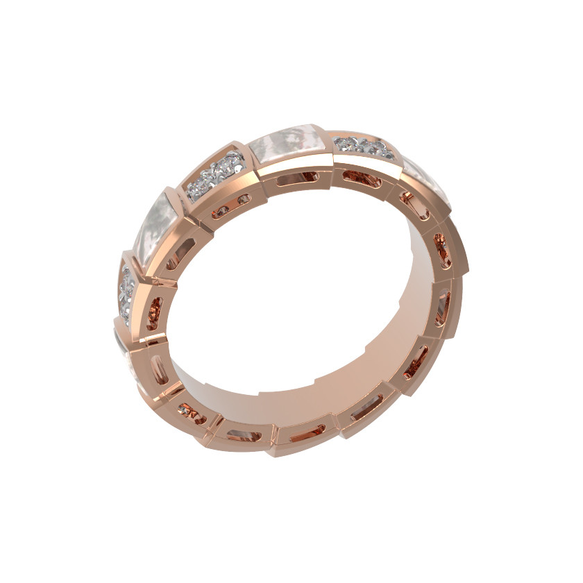 Кольцо из золота c бриллиантами и перламутром