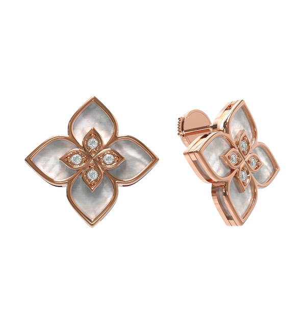 Серьги из золота c бриллиантами и перламутром