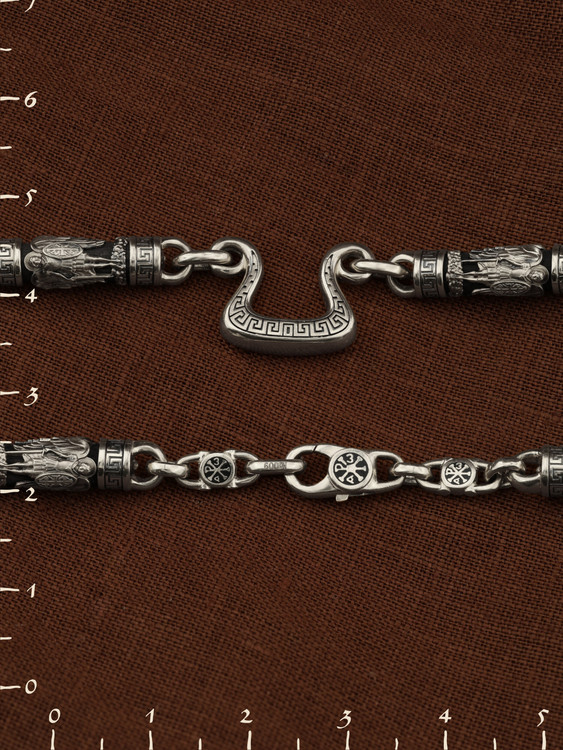 Цепь из белого золота c эмаль и эбеновым деревом