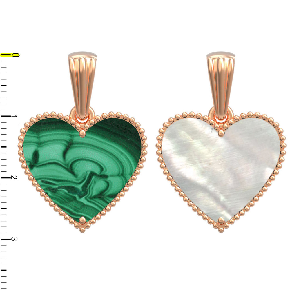 Подвеска из золота c малахитом и перламутром