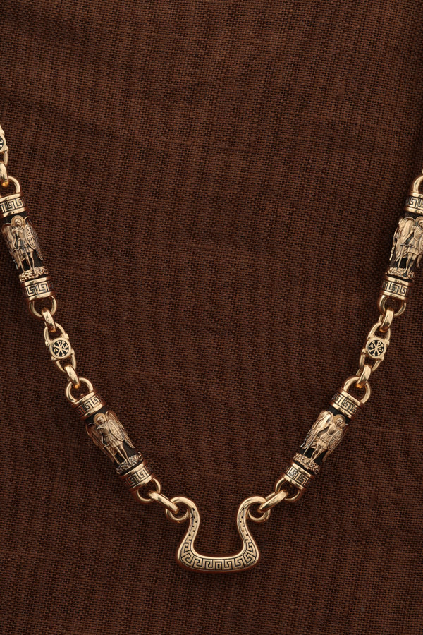 Цепь из золота c эмаль и эбеновым деревом