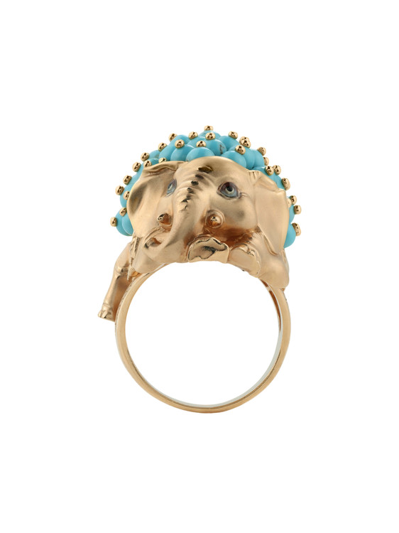 Кольцо из золота c эмаль и бирюзой