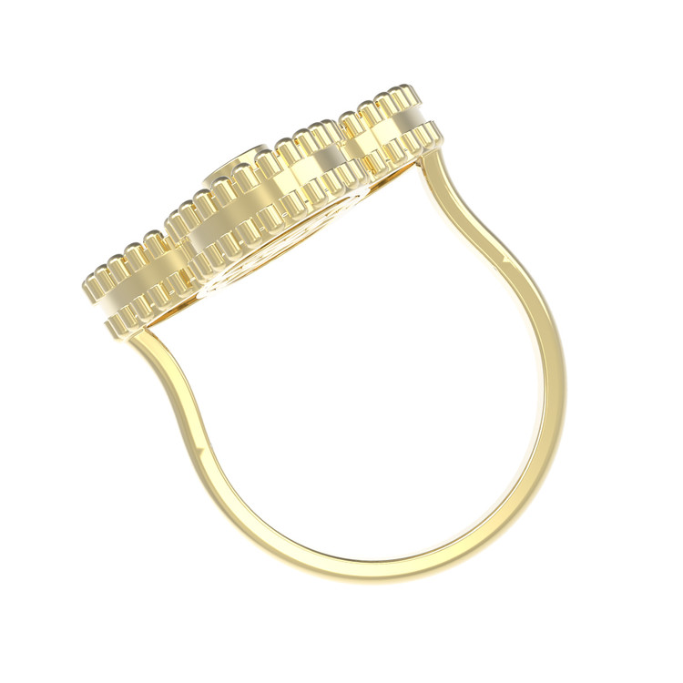 Кольцо из лимонного золота c бриллиантами и перламутром