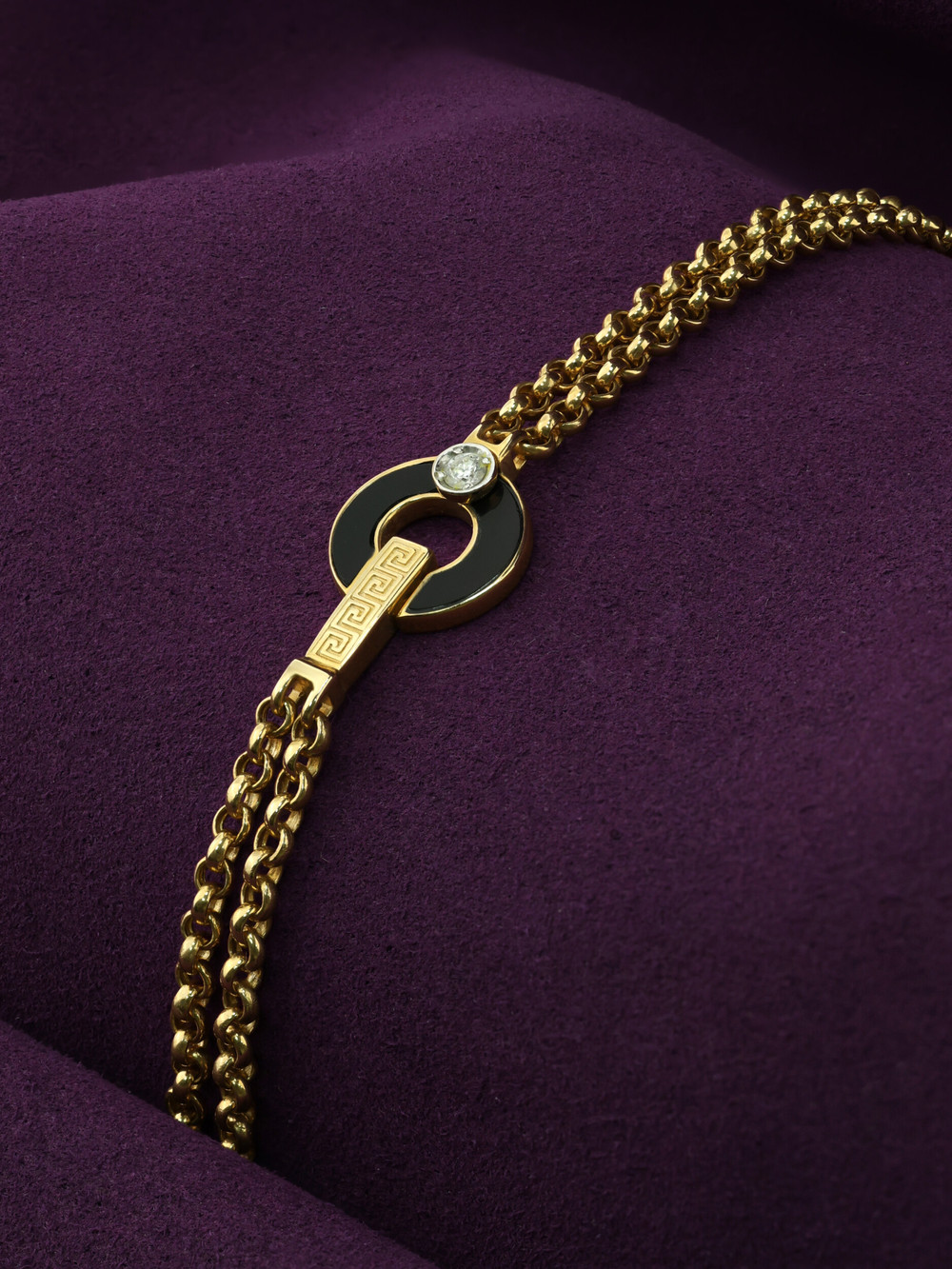 Браслет из лимонного золота c бриллиантами и ониксом