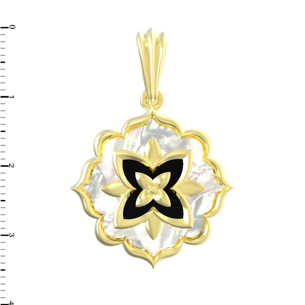 Подвеска из лимонного золота c ониксом и перламутром