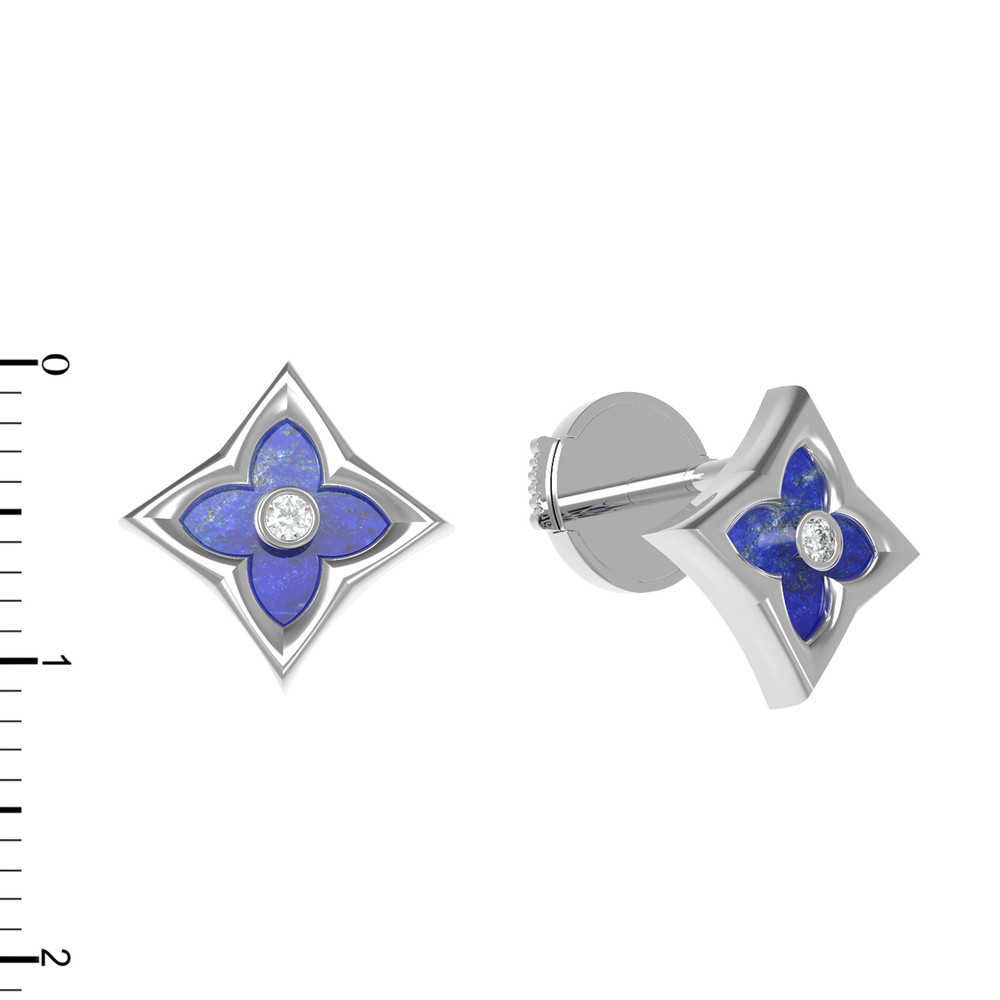 Серьги из белого золота c бриллиантами и лазуритом