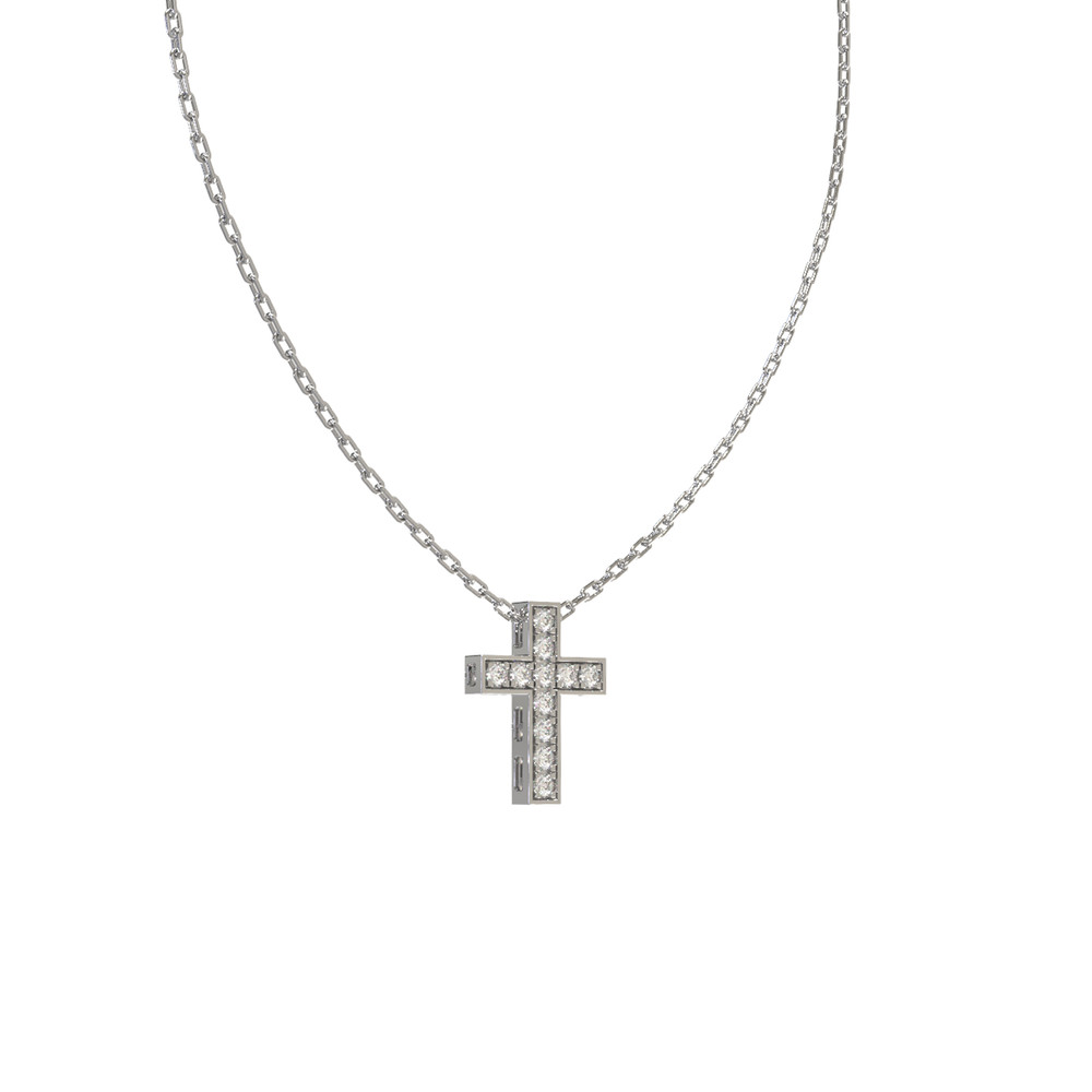Крест из белого золота c бриллиантами