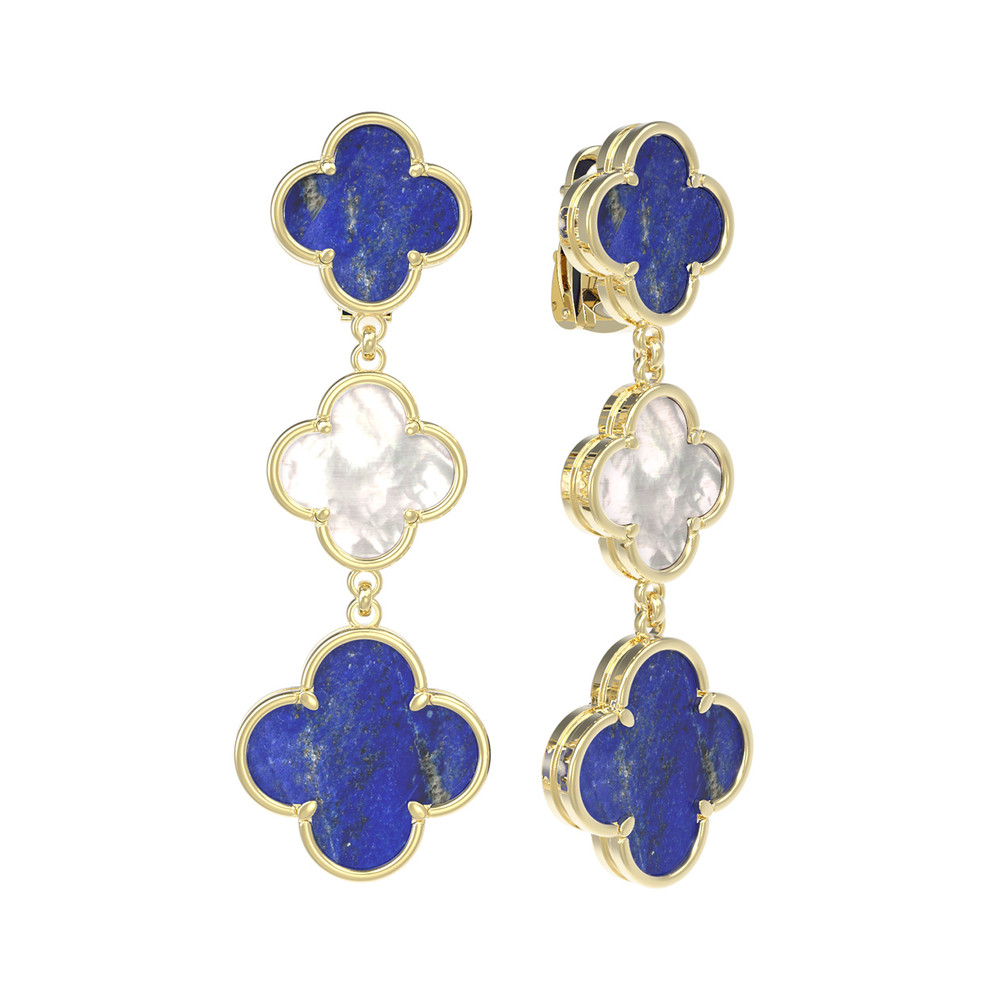 Серьги из лимонного золота c лазуритом и перламутром