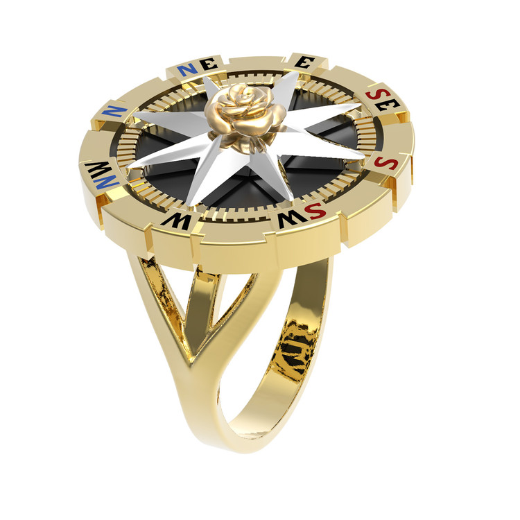 Кольцо из лимонного золота c эмаль и ониксом