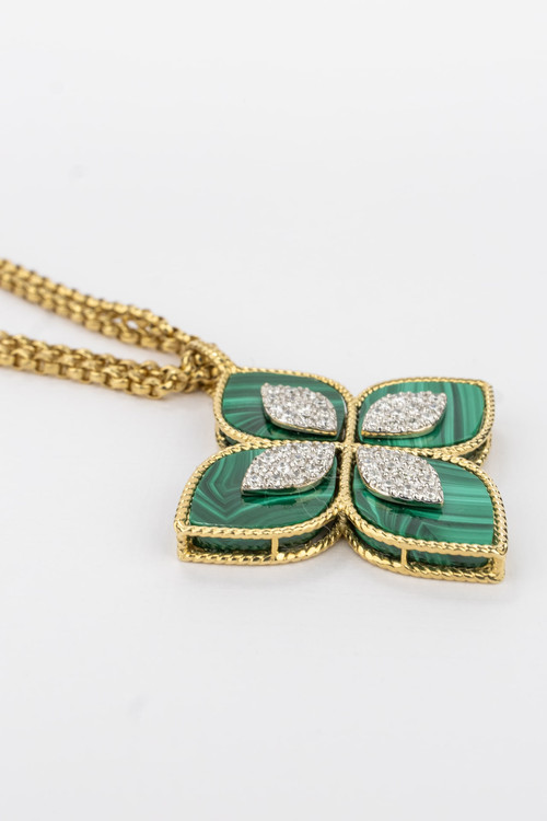 Колье из лимонного золота c бриллиантами и малахитом