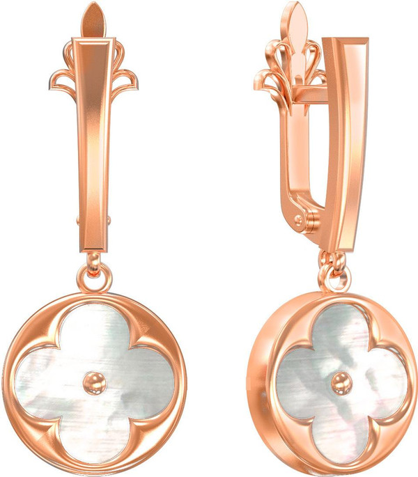 Серьги из золота c перламутром