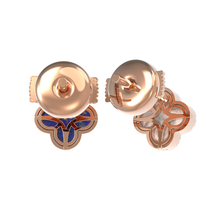 Серьги из золота c бриллиантами, лазуритом и перламутром