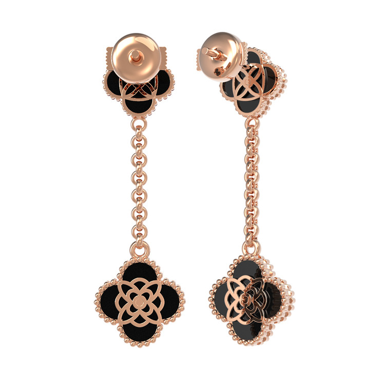 Серьги из золота c бриллиантами и ониксом