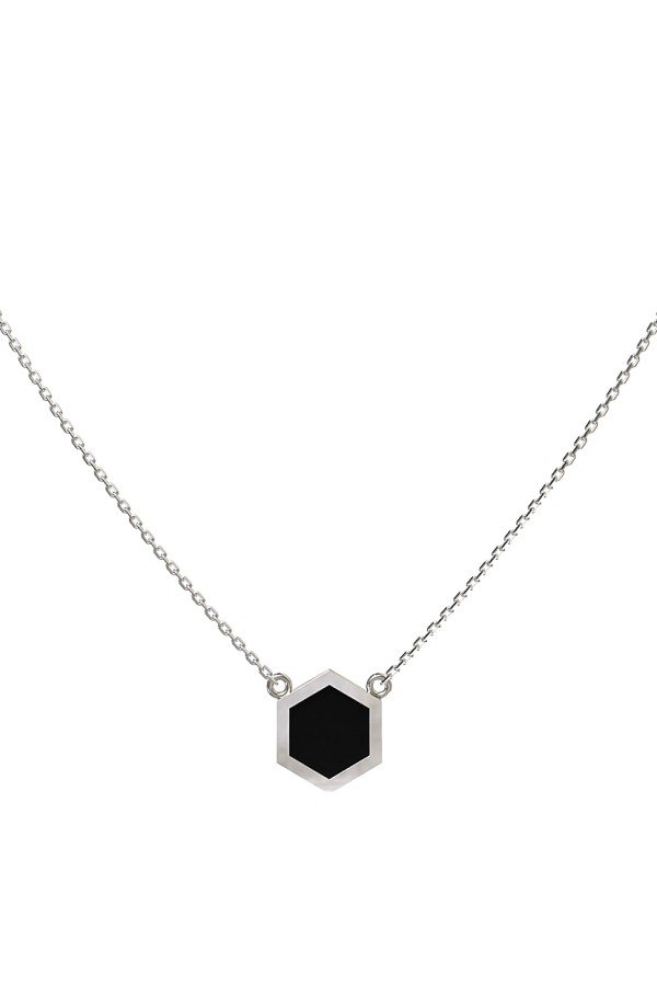 Колье из белого золота c ониксом