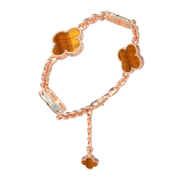 Браслет из золота c тигровым глазом и перламутром