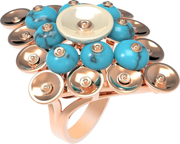 Кольцо из золота c бирюзой и перламутром