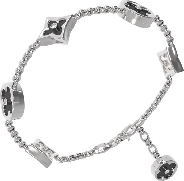 Браслет из белого золота c бриллиантами, ониксом и перламутром