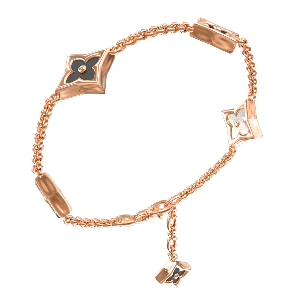 Браслет из золота c ониксом и перламутром