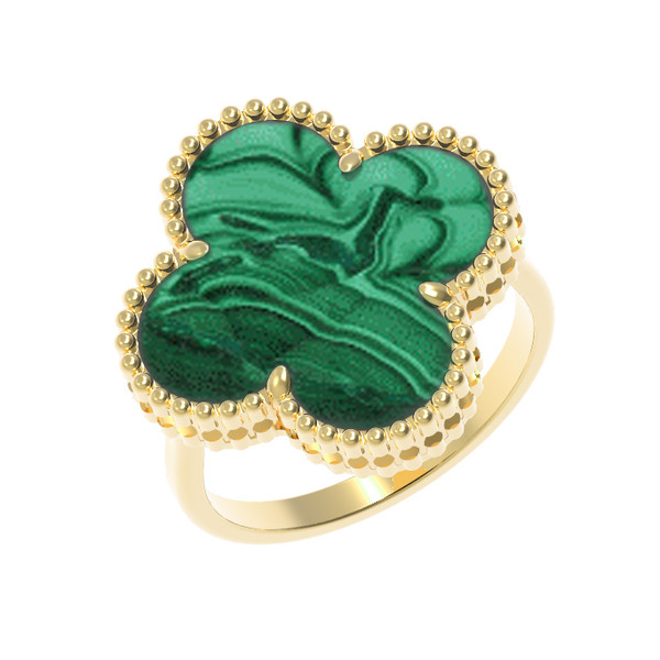 Кольцо из лимонного золота c малахитом