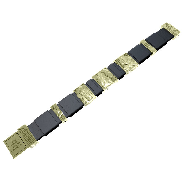 Браслет из зелёного золота c кожаным шнурком